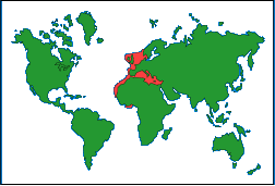 Map showing the Cat Shark's habitat